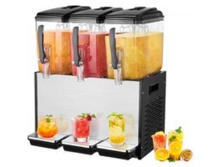 VEVOR kommerzieller Getränkespender mit 3 Tanks, Saftspender 12 L (pro Tank), 370 W Edelstahl Eistee-Getränkeautomat mit 7–12 °C Kühltemperatur, für Kaltgetränke Restaurant Bar Party Buffet Catering