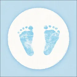 Ambiente 20 Servietten Papier 33x33cm 3-lagig - hochwertige Einweg Papierservietten Baby Motiv Junge Fußabdruck Partyservietten Babyparty Babyshower Dekoration