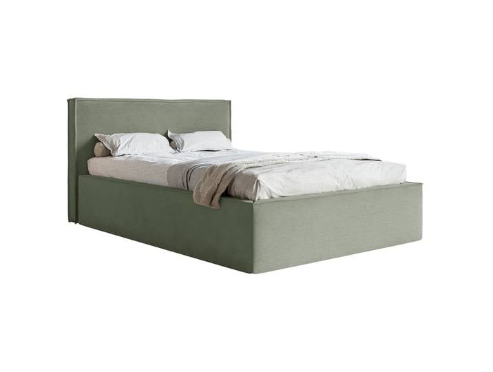 Polsterbett 160x200 cm Lucera mit Stauraum, eukalyptusfarbener