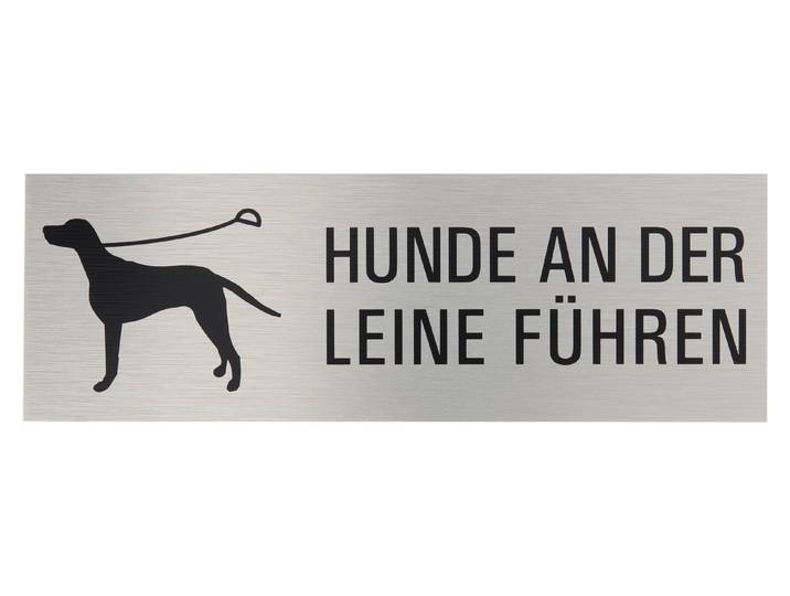 Alu-Schild Bitte Hunde an der Leine Führen 25 × 8 cm