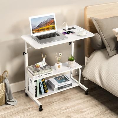 No Rolling and Height Adjustable Computer Desk with Charging Station