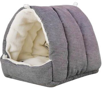 Friendly Fresh Finds Hanging Hammock Bird Nest Parrot Winter Shed Hut For Hamsters Small Pets, Plush Hideaway dark Gray m