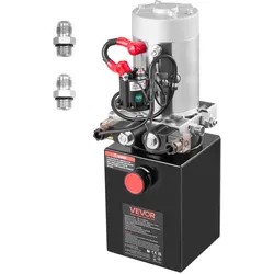 VEVOR 4 Qt Hydraulikaggregat doppeltwirkende Kippanhängerpumpe, maximaler Öffnungsdruck 22 MPa und Fördermenge 3,4 L/min, 12 V DC Hydraulikpumpe mit Metallbehälter für Kippanhänger Schwarz