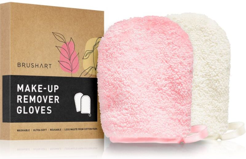 BrushArt Home Salon Make-up remover gloves makeup remover glove PINK, CREAM 2 pc