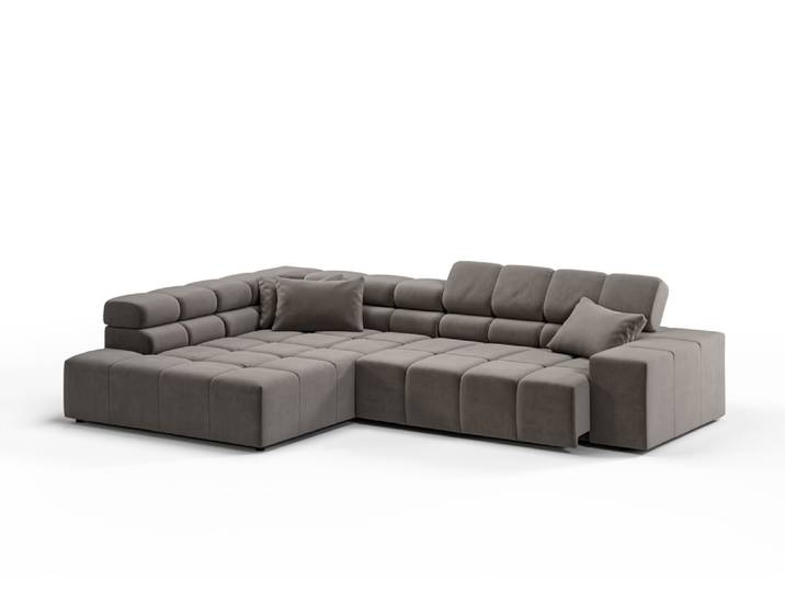 Candy Oregon Velvet Ecksofa motorische Sitztiefenverstellung