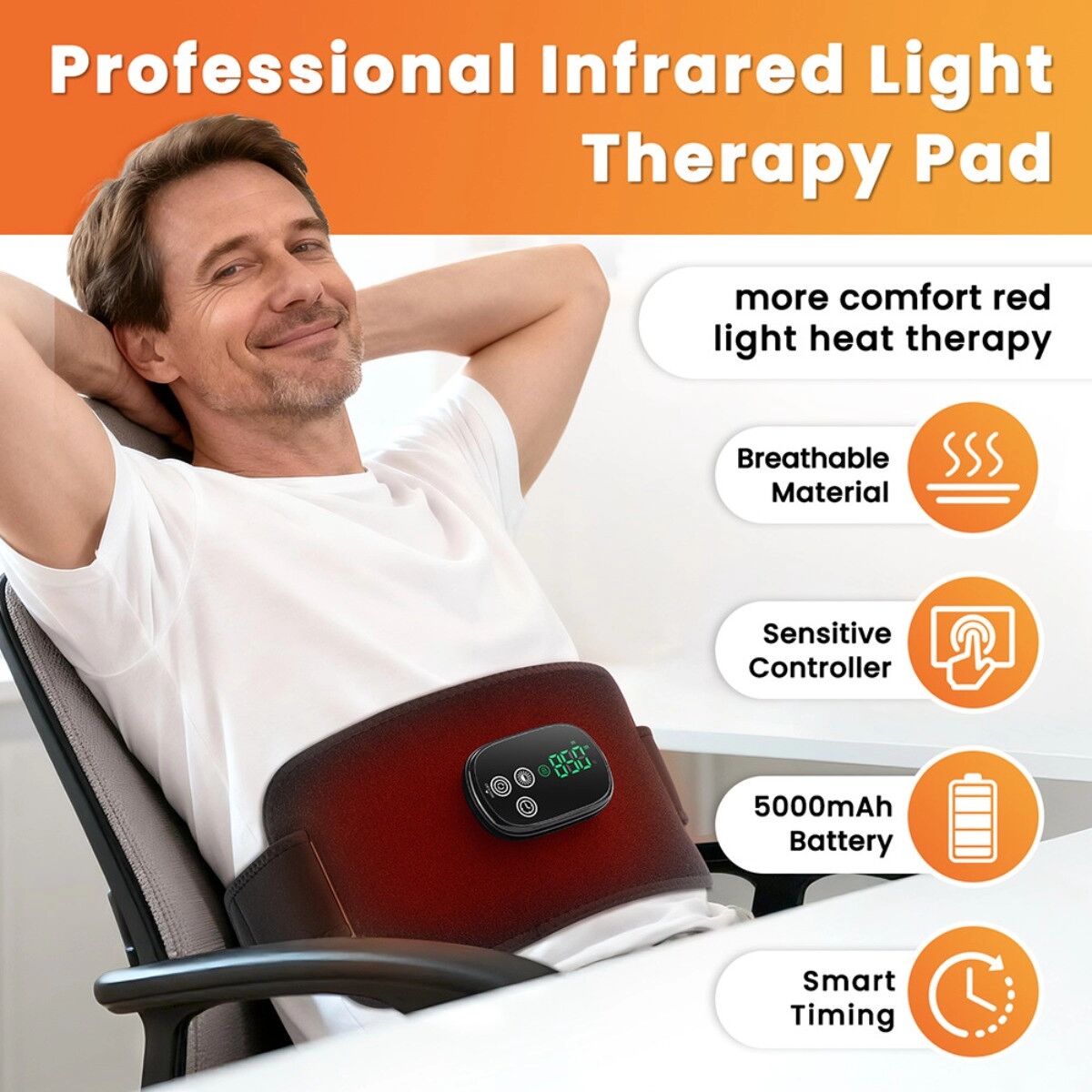 INF Rotlicht-Multifunktions-Taillengürtel mit Timer, 5000mAh tragbares LED-Therapiegerät