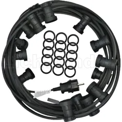 Lichtland24 Profi E27 Illu Lichterkette 10 M / 20 Fassungen - schwarz