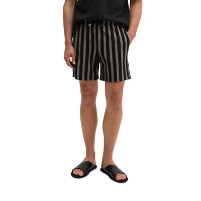 Shorts MARC O'POLO "mit Farb-und Struktur-Streifen", Herren, Gr. XS, Normalgrößen, schwarz, Obermaterial: 100% Baumwolle, gestreift, regular fit kurz, Hosen Shorts