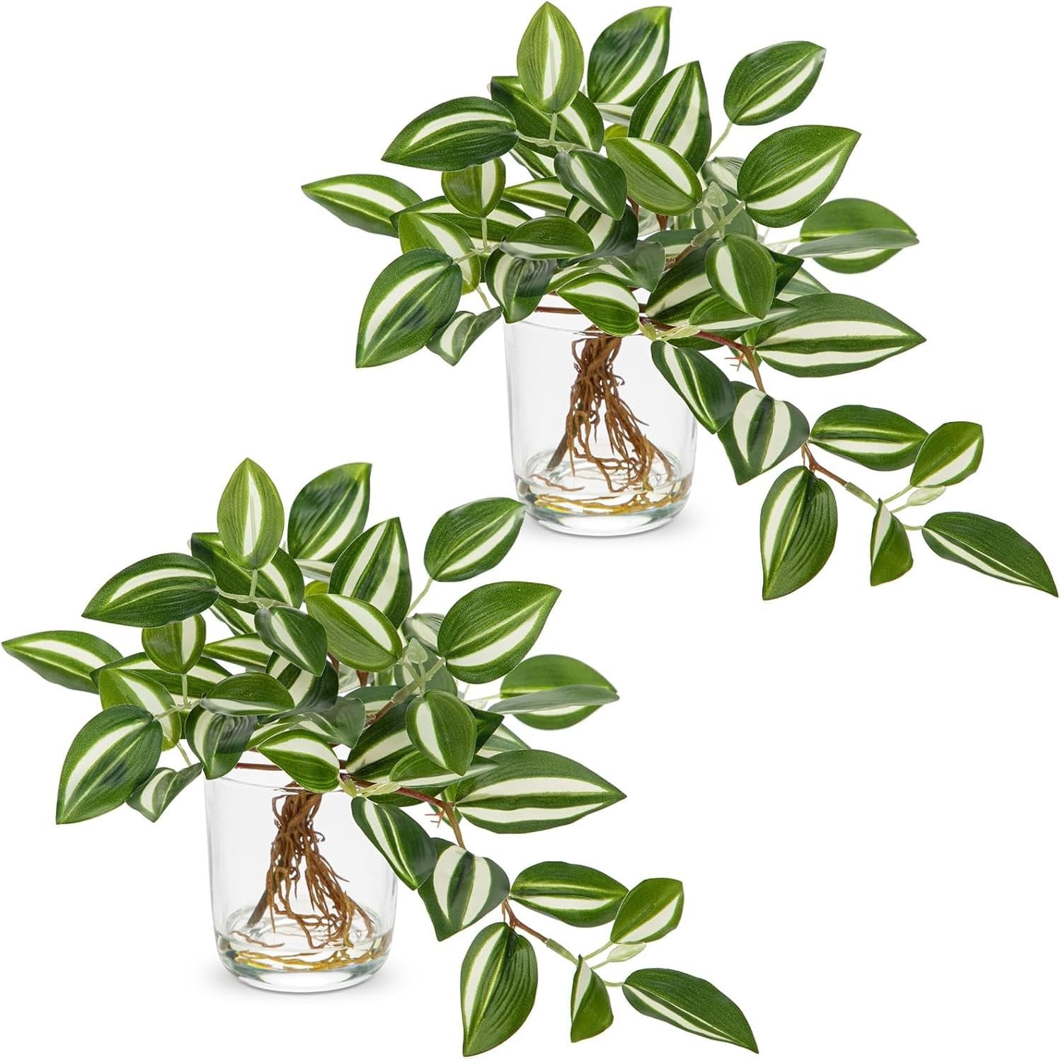 Set van 2 kunstplanten inclusief vaas voor tafeldecoratie