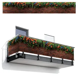 BALKON-SICHTSCHUTZ Blumen - Wand - Grün - Orange Balkon Deko 500x75 cm