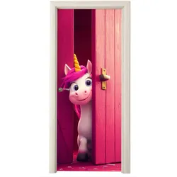 TÜRAUFKLEBER Einhorn - Rosa - Tür - Fantasie Wanddeko 90x205 cm - Türtapete