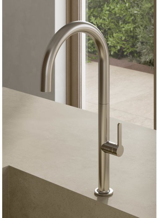 Kludi AUREA Küchenarmatur 55803N575 seitliche Bedienung, Stainless Brushed Nickel