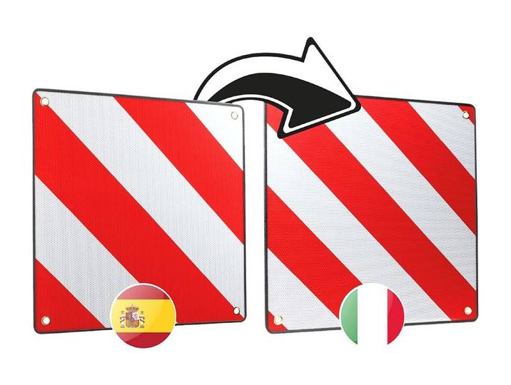 Warntafel 2-in-1, Italien + Spanien 50 × 50 cm Aluminium