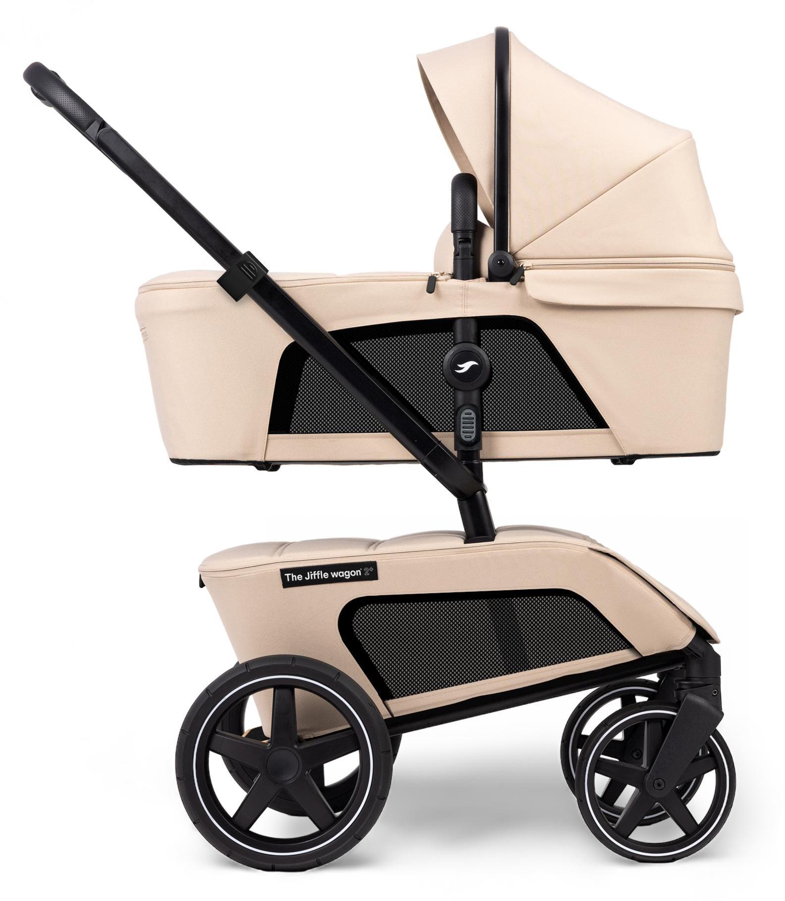 The Jiffle Wagon 2+ Plus Clay - 6-in-1 Kinderwagen, Mitfahrbrett & Bollerwagen, ab Geburt, All-Terrain, 57 kg Traglast, kompakt faltbar
