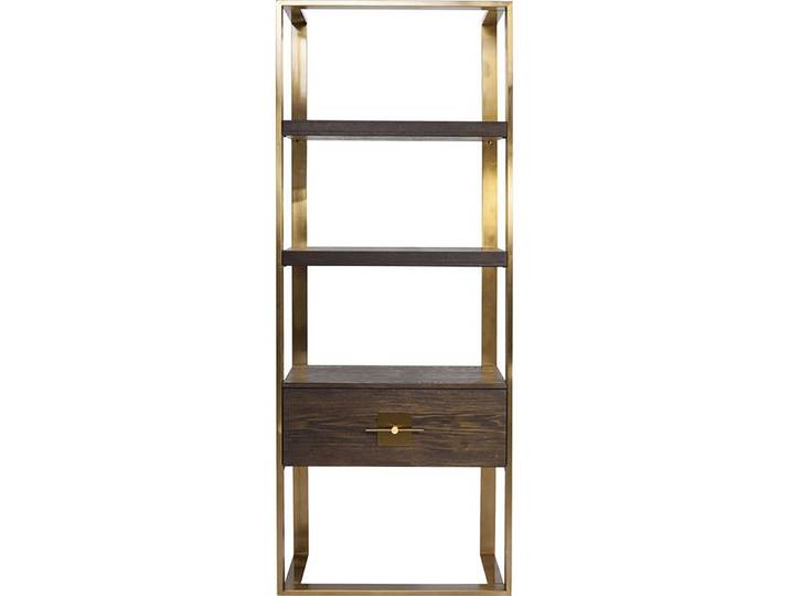 Etagère 210cm en frêne vernis et acier doré