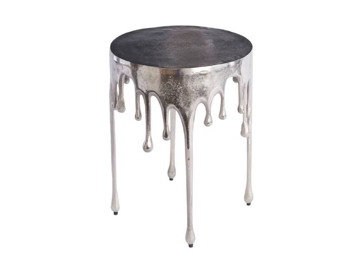Design Beistelltisch „Liquid“ Silber Ø 37 / Höhe 51 cm Invicta Interiors