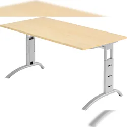bümö manuell höhenverstellbarer Schreibtisch 160x80 cm in Ahorn - PC Tisch höhenverstellbar & groß, höhenverstellbarer Tisch Büro, großer