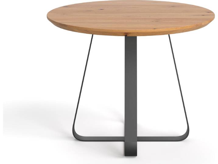 Table ronde industrielle Loop\, 100 cm\, bois massif