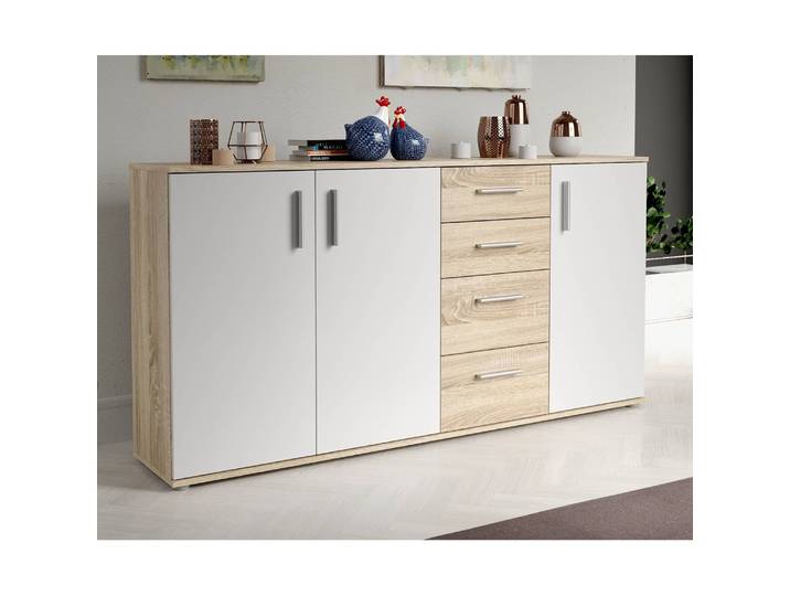 Sideboard Kiltealy 159 x 82 x 31cm Braun/Weiß/Eiche/Weiß