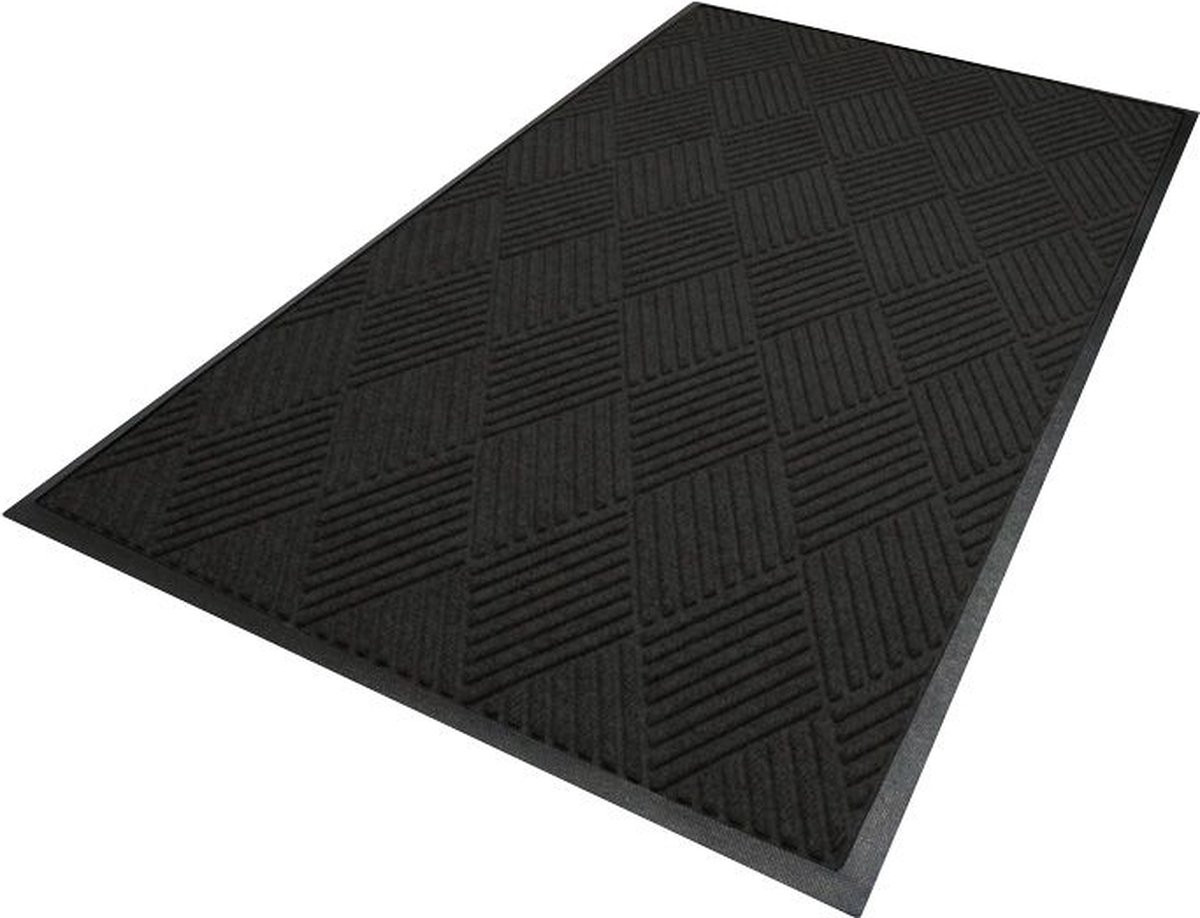 Waterhog Diamond Droogloopmat 90x150 cm Antraciet - Schoonloopmat met Rubberen Rand
