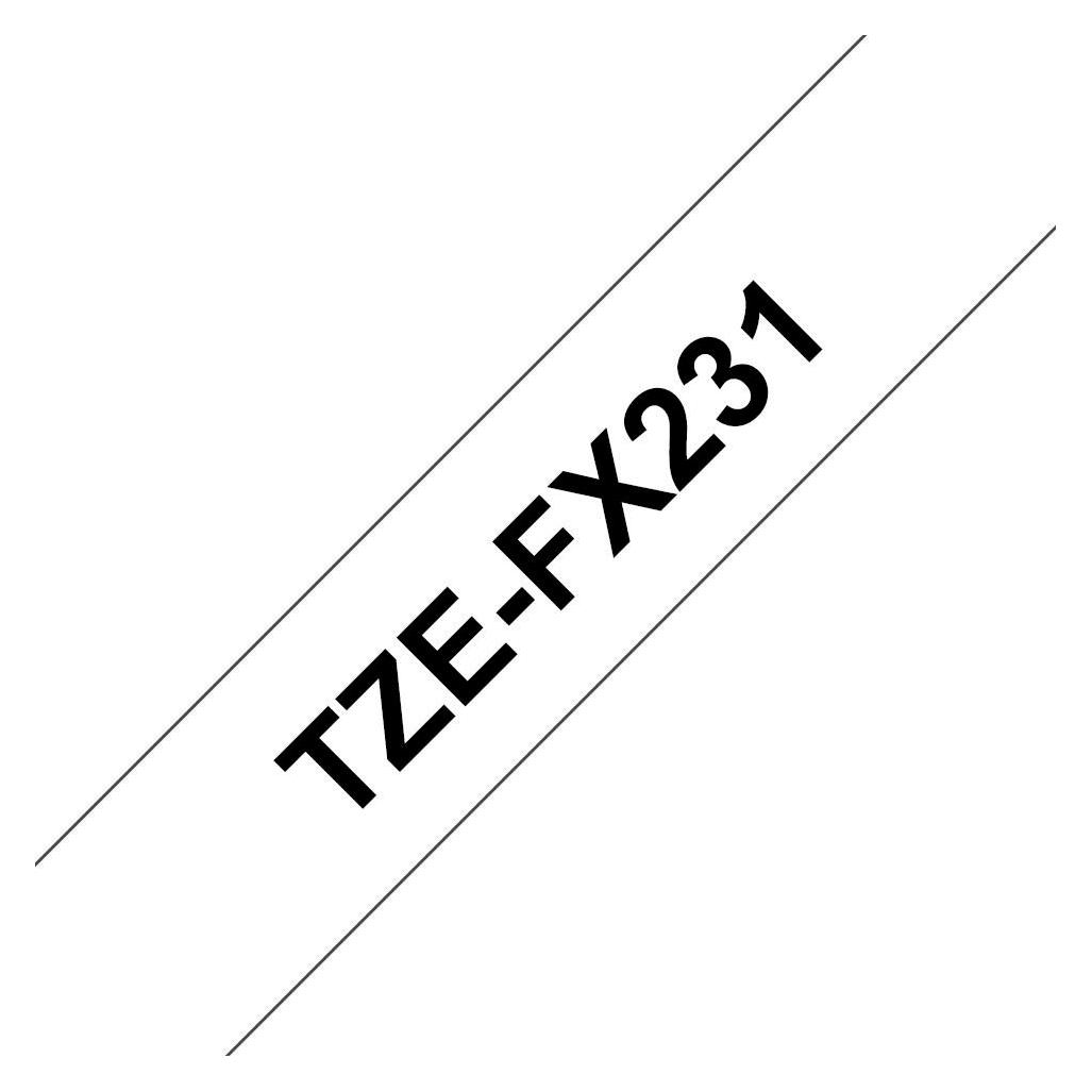 Brother TZE-FX231 LAMINATED TAPE 12MM (1.20 cm, Schwarz, Weiss) (TZE-FX231)