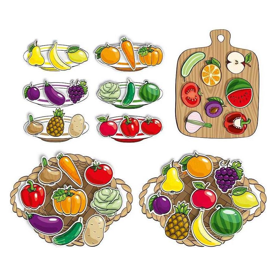 Activity Board Lernspiel, Plastikkarten mit Klettverschluss - Obst und Gemüse (F-02865)