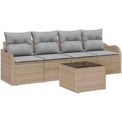 vidaXL Gartensofa-set Beige Poly-Rattan