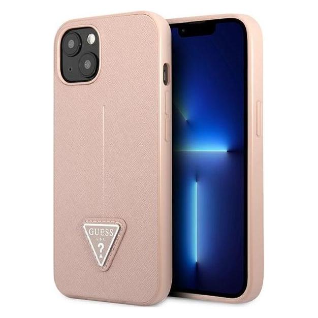 Guess GUHCP13SPSATLP iPhone 13 mini 5,4 Zoll Pink/Pink Hard Case SaffianoTriangle Logo (Apple iPhone 13 mini) (GUE002083-0)