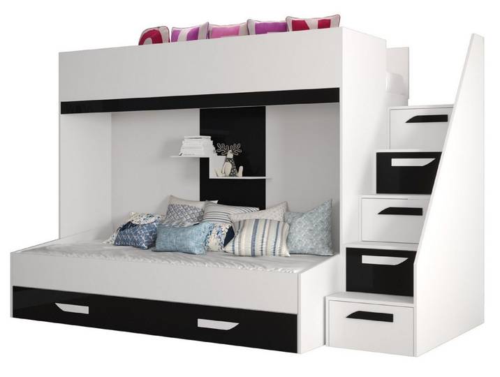 ABIKS MÖBEL Etagenbett PARTY 16 Hochbett für Kinder, Jugendliche mit Stauraum