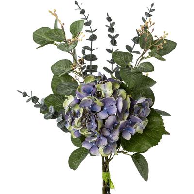Kunstblumenstrauß CREATIV GREEN "Hortensien-Mix-Bouquet", blau, B:30cm H:56cm T:12cm, Polyester, Kunstpflanzen