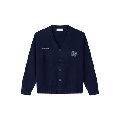 Cardigan ANOTHER COTTON LAB "Another Cotton Lab Another Knit Cardigan", Herren, Gr. S, blau (navy blau), 100% Baumwolle, normal, V-Ausschnitt, Strickjacken