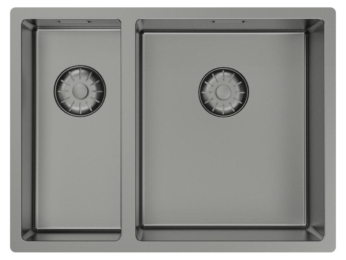 Küchenspüle 18+34 cm PVD Gun Metal große Schale rechts Pure.Sink
