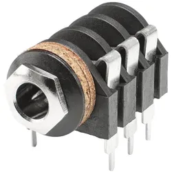 HICON Klinke (6,3mm), 3-pol , Kunststoff-, Löttechnik-Einbaubuchse, verzinnte(r) Kontakt(e), gerade, schwarz