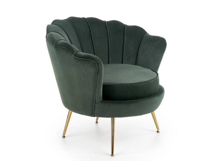 Fauteuil coquillage en velours de polyester vert foncé