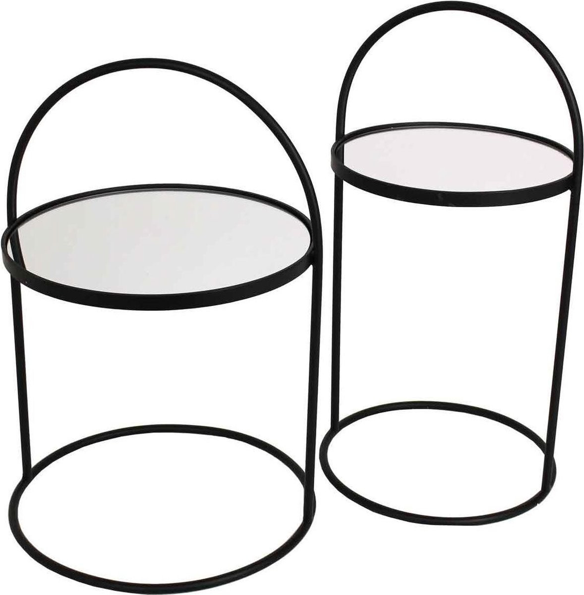 SVJ Home Decorations Mensa Tafel Set van 2 - Zwart - H: 64 cm, Ø: 41 cm