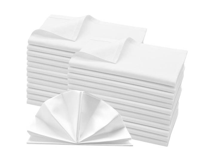 Zollner Stoffservietten, 25er-Set, 50x50 cm, 100% Baumwolle, Weiß, Quadratisch, 50x50 cm, Geschirr, Tischkultur & Serviergeschirr, Servietten