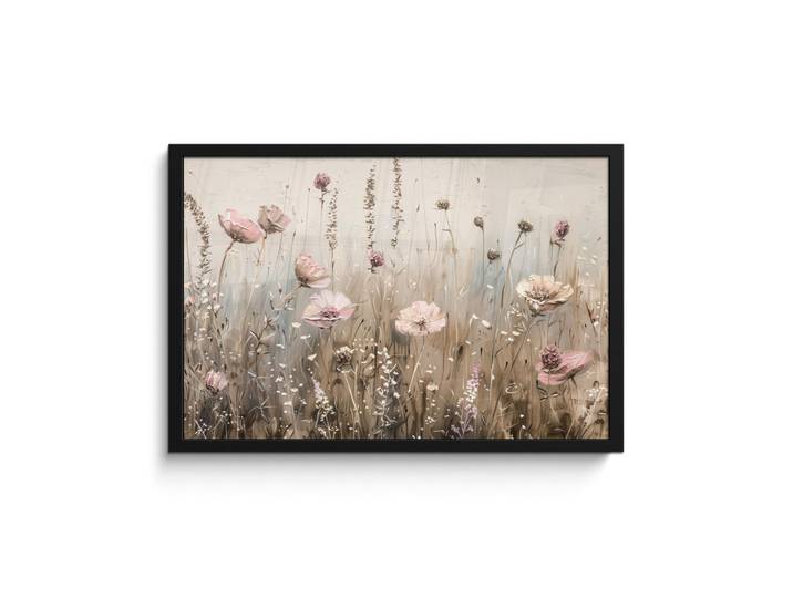MuchoWow Poster MIT Rahmen Blumen - Rosa - Modern - Beige 60x40 cm, Papier, Rechteckig, 60x40 cm, gerahmt, Bilder & Rahmen, Bilder