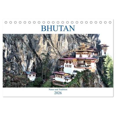 Bhutan - Natur und Tradition (Tischkalender 2026 DIN A5 quer), CALVENDO Monatskalender