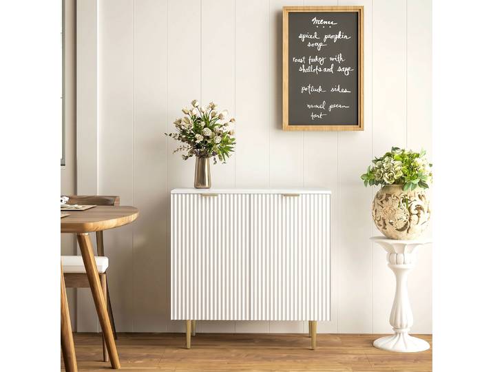HOMCOM Buffet Rangement Blanc 2 Portes Étagère Métal 80x40x80cm