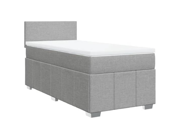 vidaXL Boxspringbett mit Matratze Hellgrau 90x200 cm Stoff