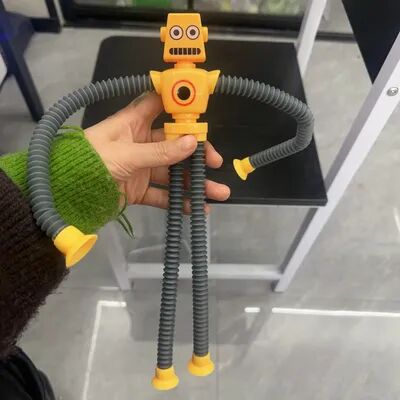 Tiny Tots Teens Trends Suction Cup Telescopic Tube Robot Shape, Stretch Tube Giraffe, Educational Decompression Toy yellow