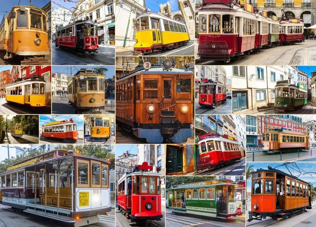 Bluebird Puzzel Wereldreis met trams 1500 stukjes