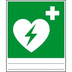 Aufkleber I Kombi-Rettungszeichen, Automatisierter externer Defibrillator, Ausfüllfeld, Folie, 150x180mm, ASR ISO 7010 E010 D-E017
