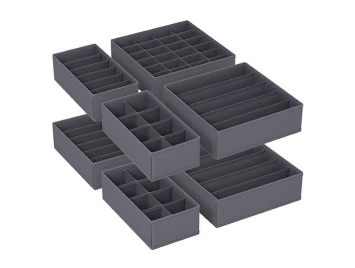 SONGMICS Lot de 8 Séparateurs de Tiroirs\, Organiseur de Sous-vêtements Pliables\, pour Soutiens-gorge\, Culottes\, Chaussettes et Cravates\, Boîtes de Rangement en Tissu pour Armoires\, Gris RUS08GY