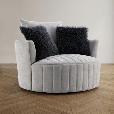 Furniture of America Arven Modern 45-inch Fabric Vertical Channel Swivel Accent Chair