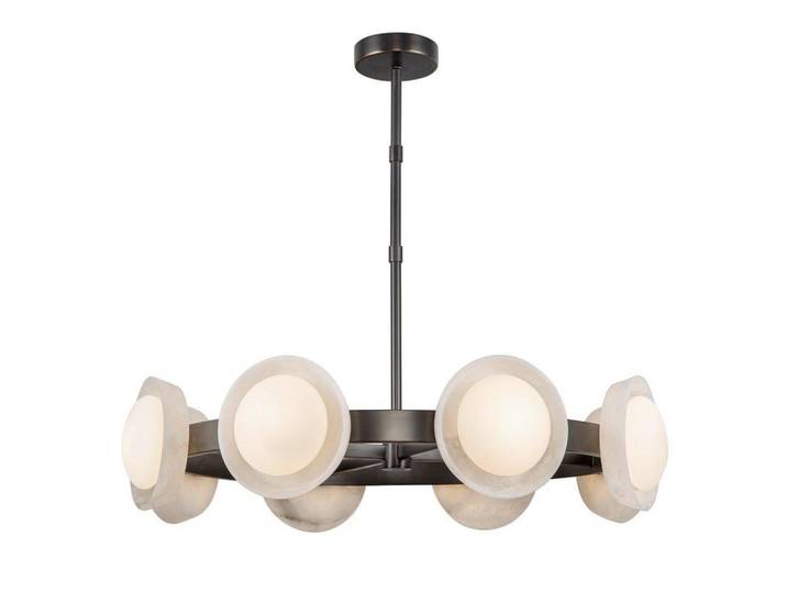 Elstead Lighting Kronleuchter, Braun, Metall, Glas, Stein, 21.6 cm, höhenverstellbar, Lampen & Leuchten, Innenbeleuchtung, Kronleuchter