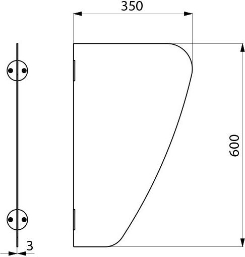 Delabie Urinal-Schamwand AZA Edelstahl 1.4301 satiniert