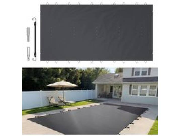 VEVOR Pool Abdeckplane, Passend für rechteckige, eingelassene Pools (3,66x7,62 m), Winterabdeckplane mit Ablauflöchern, Netz-Poolabdeckung für Schwimmbecken, PVC-Sicherheitsabdeckung