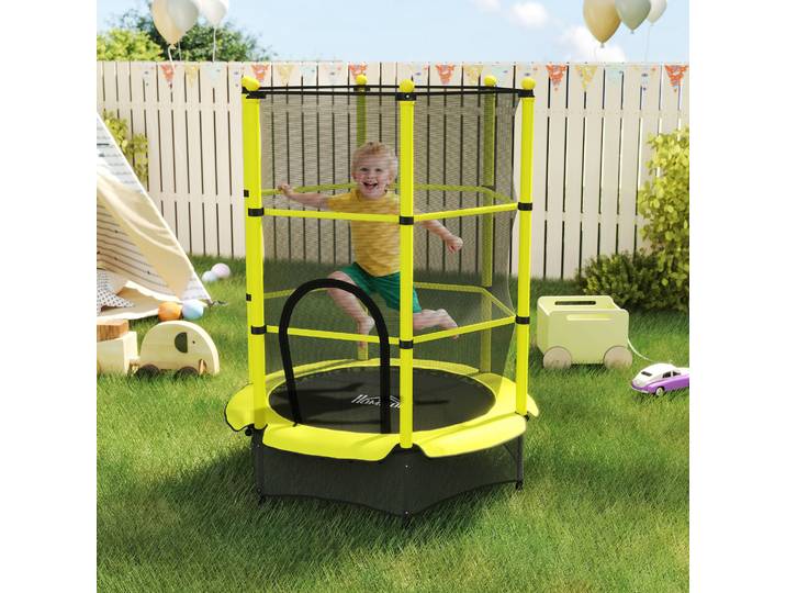 HOMCOM Trampoline Enfant Ø140cm Filet Sécurité Intérieur Extérieur