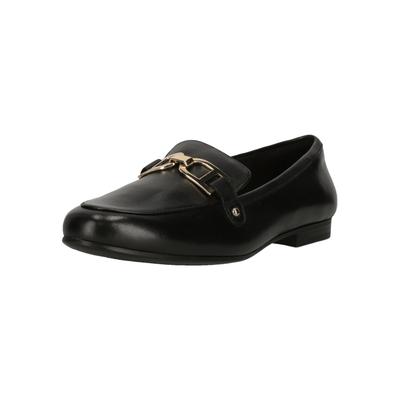 Slipper CLARKS "Tamna Trim", Damen, Gr. 39, schwarz, Leder, Schuhe Slipper, mit flachem 1,5‑cm-Absatz